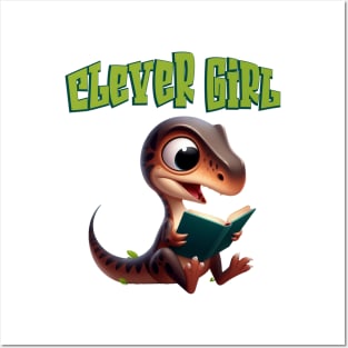 Cute Velociraptor Clever Girl Illustration Posters and Art